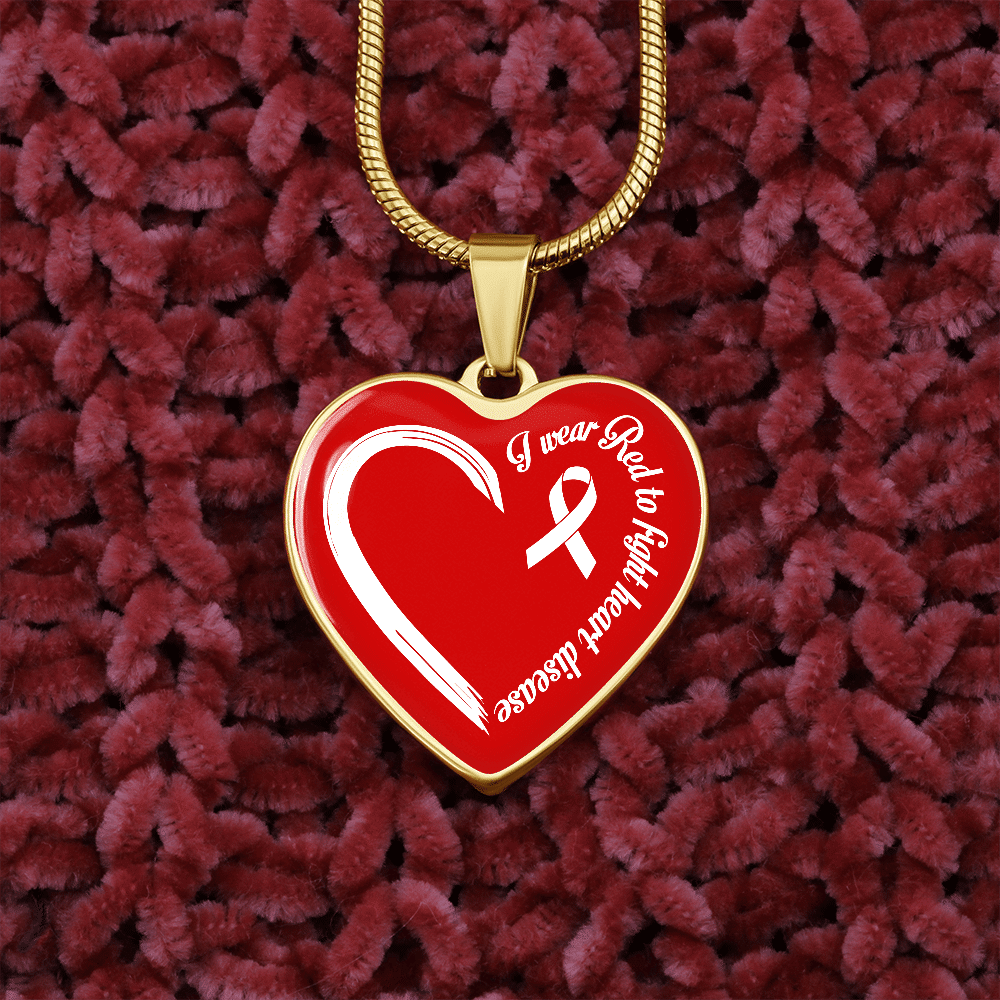 I Wear Red To Fight Heart Disease Necklace Heart Disease Awareness Gifts Heart Pendant Necklace - Bangle