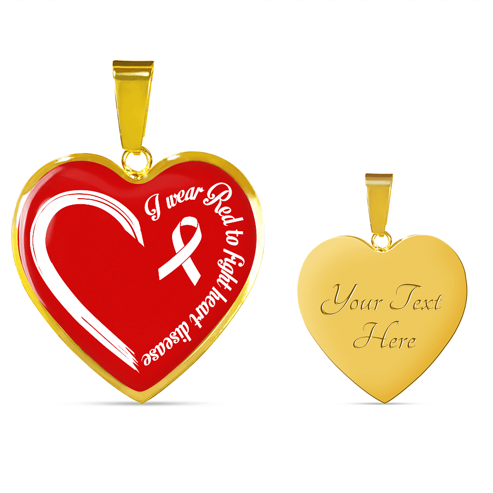 I Wear Red To Fight Heart Disease Necklace Heart Disease Awareness Gifts Heart Pendant Necklace - Bangle