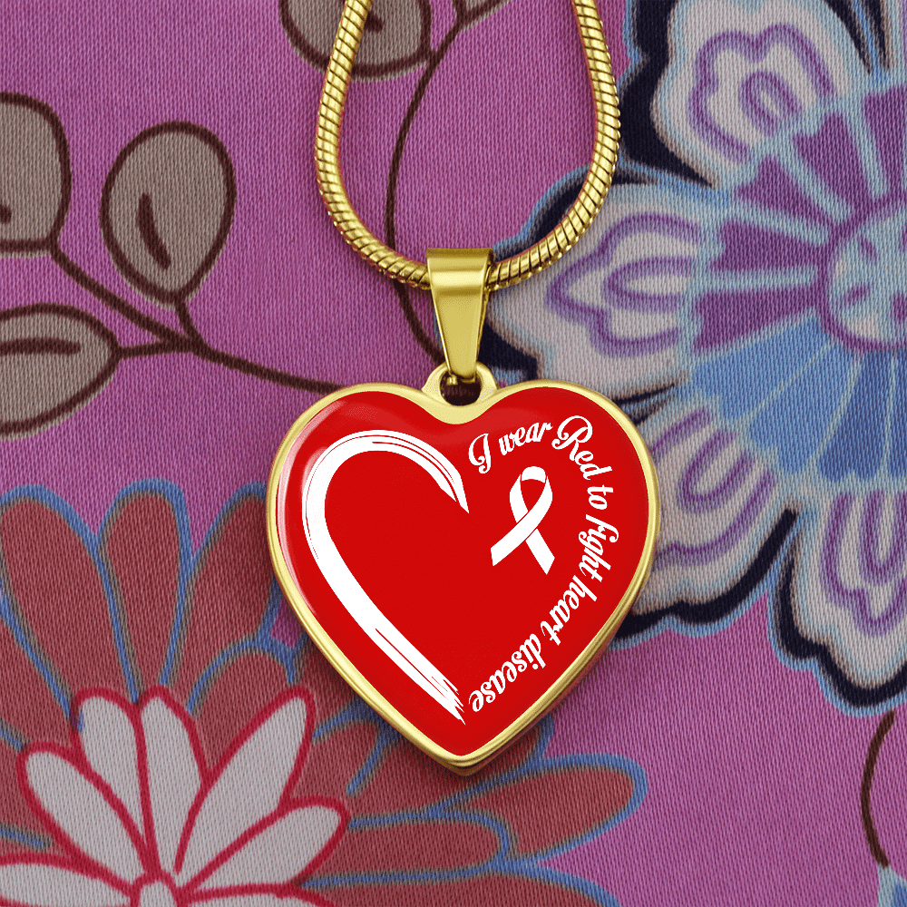 I Wear Red To Fight Heart Disease Necklace Heart Disease Awareness Gifts Heart Pendant Necklace - Bangle