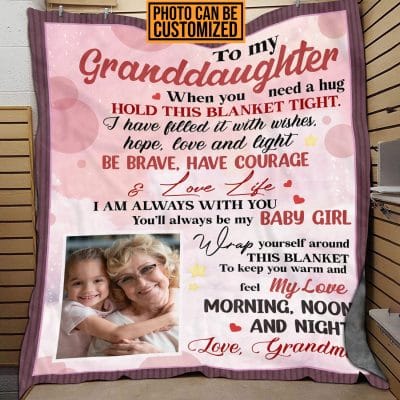 Personalized To My Granddaughter When You Need Hug Hold This Blanket Baby Girl Custom Fleece Blanket - Gift for Granddaughter