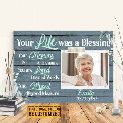 Personalized Photo Your Life Was A Blessing Your Memory A Treasure Framed Canvas Prints - Unframed Poster
