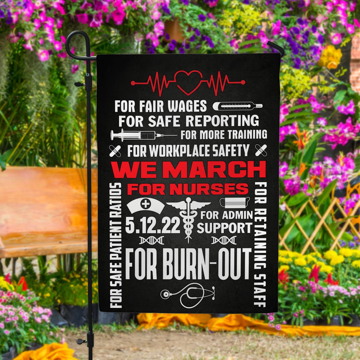 8. We March For Nurse (30x40) Garden Flag Mockup 4