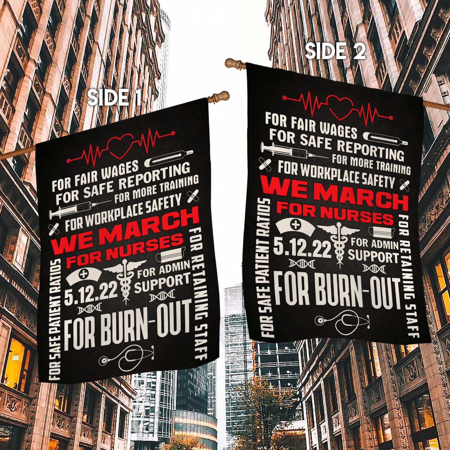 8. We March For Nurse (30x40) House Flag Mockup 2 Side-1