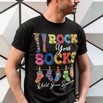Alternative view of Rock Your Socks World Down Syndrome Day Awareness T-shirt - V-neck