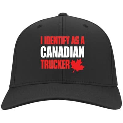 6Th. Identify As A Canadian Trucker, Black, Twill Cap