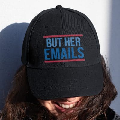 But Her Emails Funny Trump Hillary Bush Twill Cap - High-Profile Snapback Hat