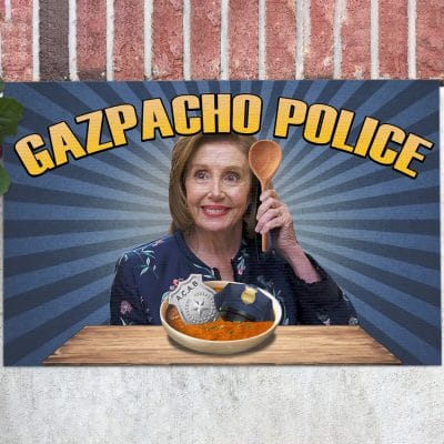 Gazpacho Police Doormat Funny Greene Pelosi Meme Saying Entrance Indoor Outdoor Decorative Doormat