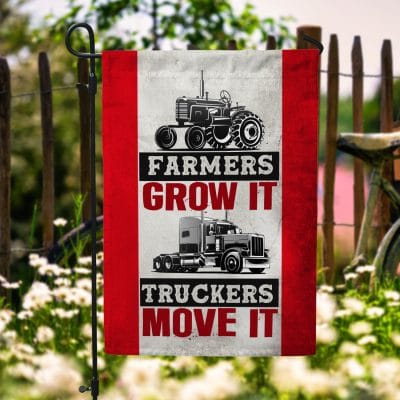 Alternative view of Farmers Grow It Truckers Move It Canadian Freedom Flag  - Freedom Trucker Garden Flag