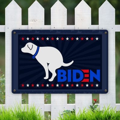 Dog Pooping On Biden Anti Biden Metal Sign - Funny Joe Biden Indoor Outdoor Decor Farmhouse