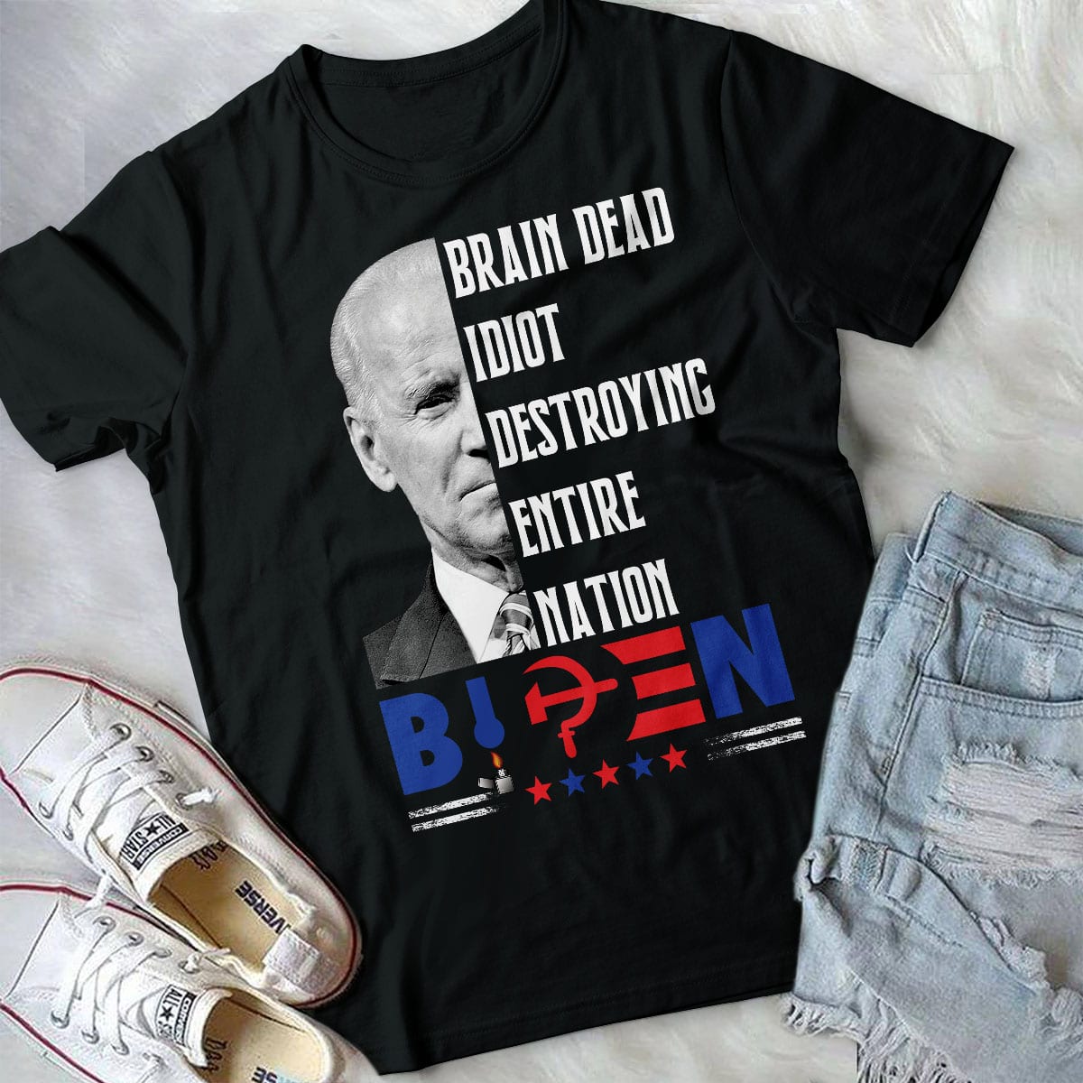3VT. Biden Brain Dead Idiot shirt mk2