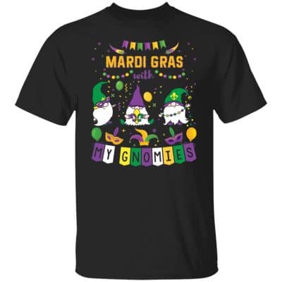 9Th. Mardi Gras Gnomie, Black, Unisex T-Shirt