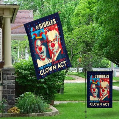 Alternative view of Shit And Giggles The World's Greatest Clown Act Funny Biden Kamala Outdoor Indoor Decorative Garden Flag - House Flag - Wall Flag