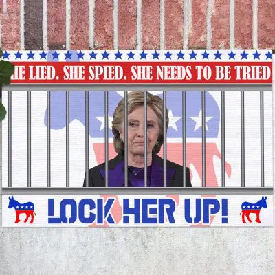 She Lied She Spied She Needs To Be Tried Lock Her Up Funny Hillary Clinton House Doormat - Outdoor Indoor Doormat
