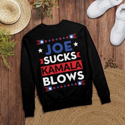 Alternative view of Biden Sucks Kamala Blows Funny T-Shirt Anti Biden Tee