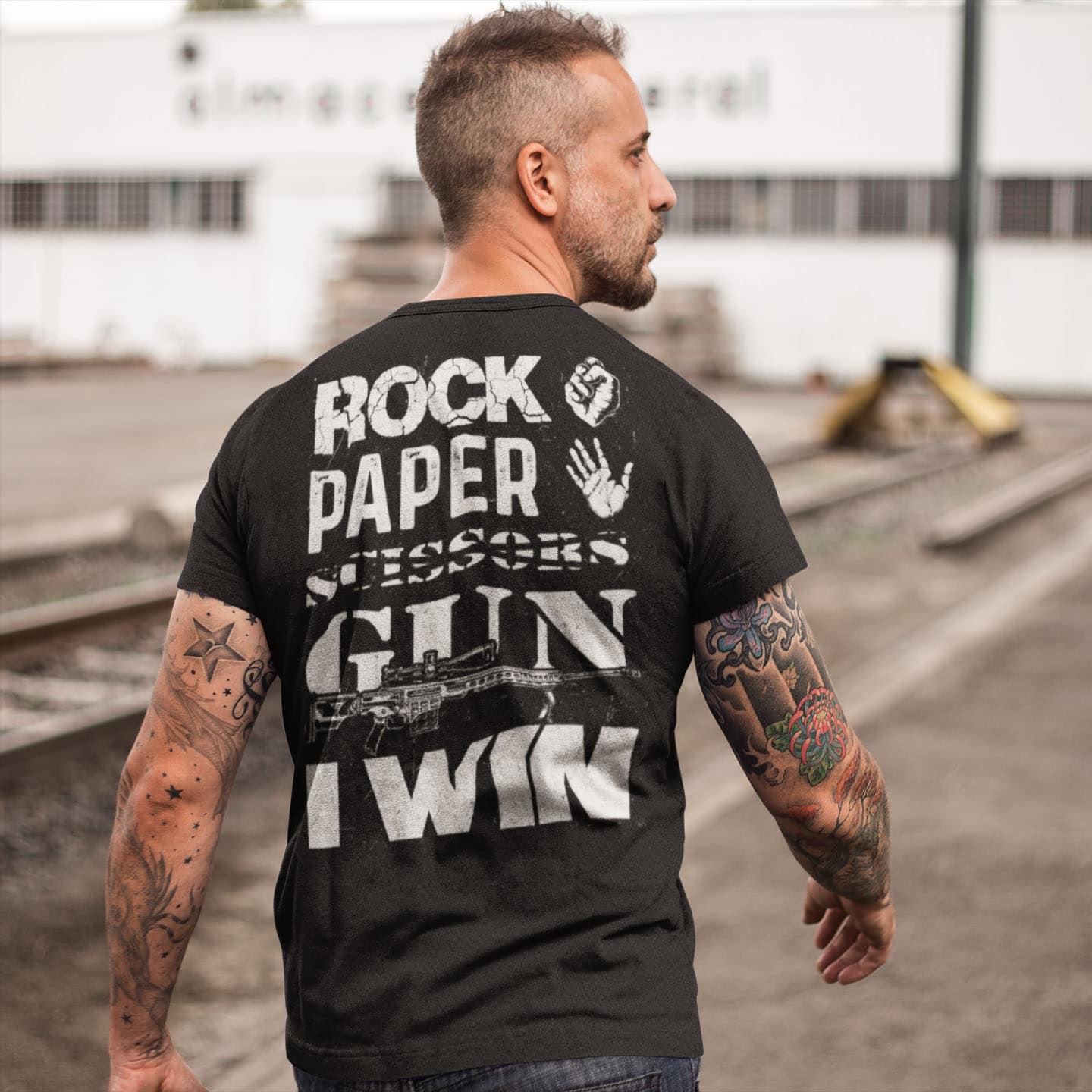 1VT. Rock Paper Scissors Gun back shirt mk1