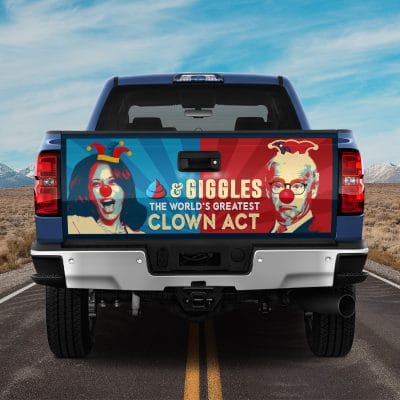 Shit And Giggles The World's Greatest Clown Act Funny Biden Kamala Truck Tailgate Decal Sticker Wrap - Vinyl Graphic Decal Bumper Sticker