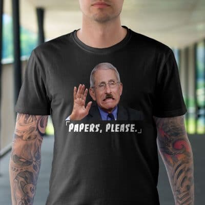 Alternative view of Papers Please Funny Dr Fauci T-Shirt - Funny Dr Fauci With Hitler Mustache Shirt