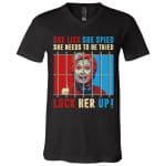 4 HG. She Lies Lock Her Up (5), Black, V-Neck T-Shirt