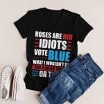 4O. Idiots Vote Blue-4. 2D V-neck Tshirt Flatlay (1)
