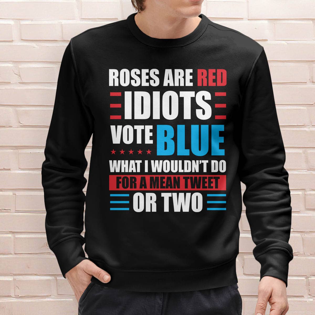 4O. Idiots Vote Blue-11. 2D Crewneck SweetShirt LifeStyle Men Front
