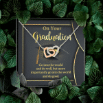 On Your Graduation Go Into The World And Do Well Interlocking Hearts Pendant Necklace