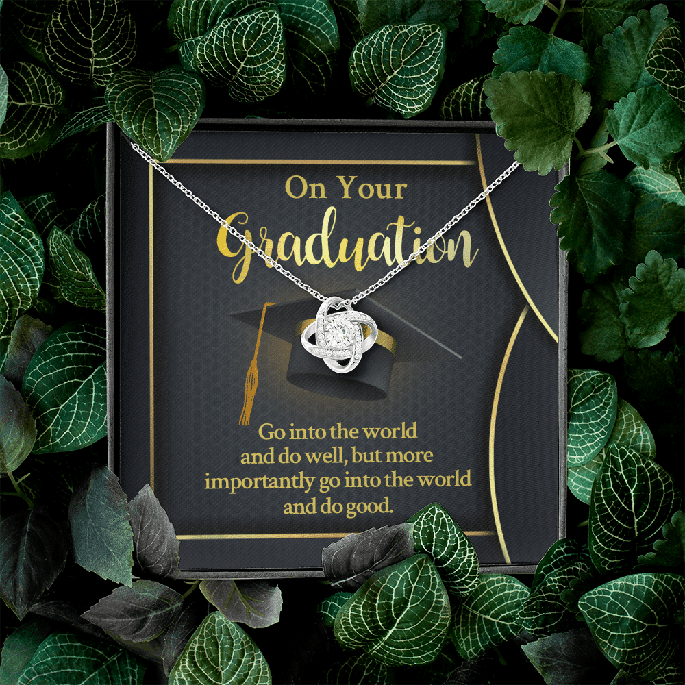 On Your Graduation Go Into The World And Do Well Love Knot Pendant Necklace On Your Graduation Go Into The World And Do Well Love Knot Pendant Necklace