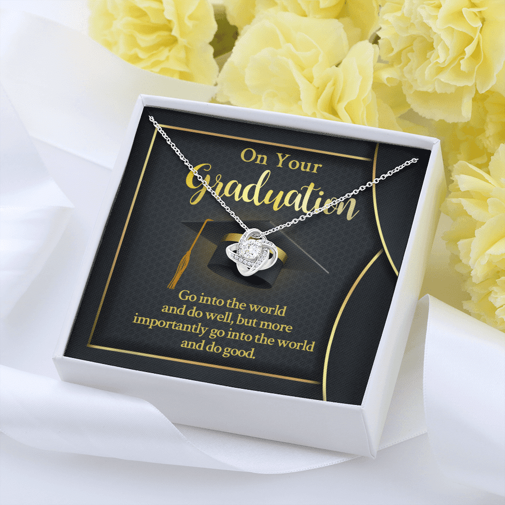 On Your Graduation Go Into The World And Do Well Love Knot Pendant Necklace On Your Graduation Go Into The World And Do Well Love Knot Pendant Necklace
