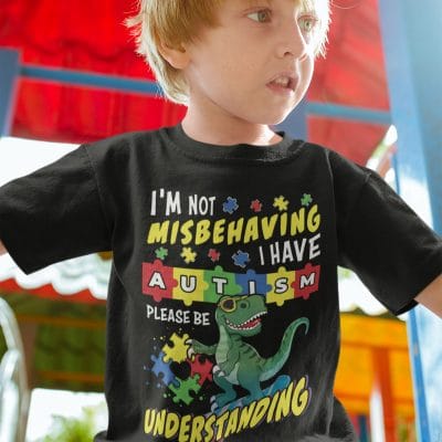Alternative view of Autism Awareness I'm Not Misbehaving I Have Autism Please Be Understanding Autism Dinosaur Youth T-shirt
