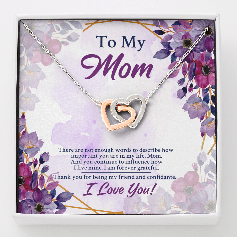 To My Mom There Are Not Enough Words To Describe How Important You Are In My Life Interlocking Hearts Pendant Necklace - Interlocking Hearts Necklace