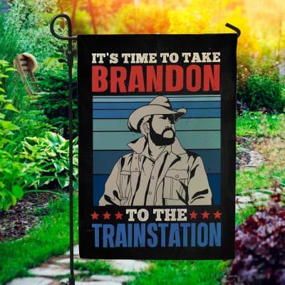 It's Time To Take Brandon To The Train Station Vintage Flag - Funny Brandon Flag