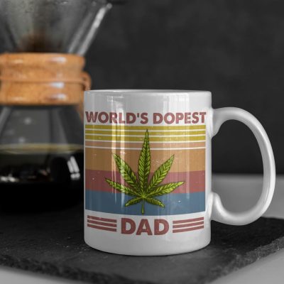 Alternative view of World's Dopest Dad Funny Stoner Dad Higher Ceramic Coffee Mug