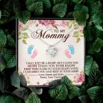 To My Mommy I May Just Be A Bump But I Love You More Than You Ever Know Love Knot Necklace