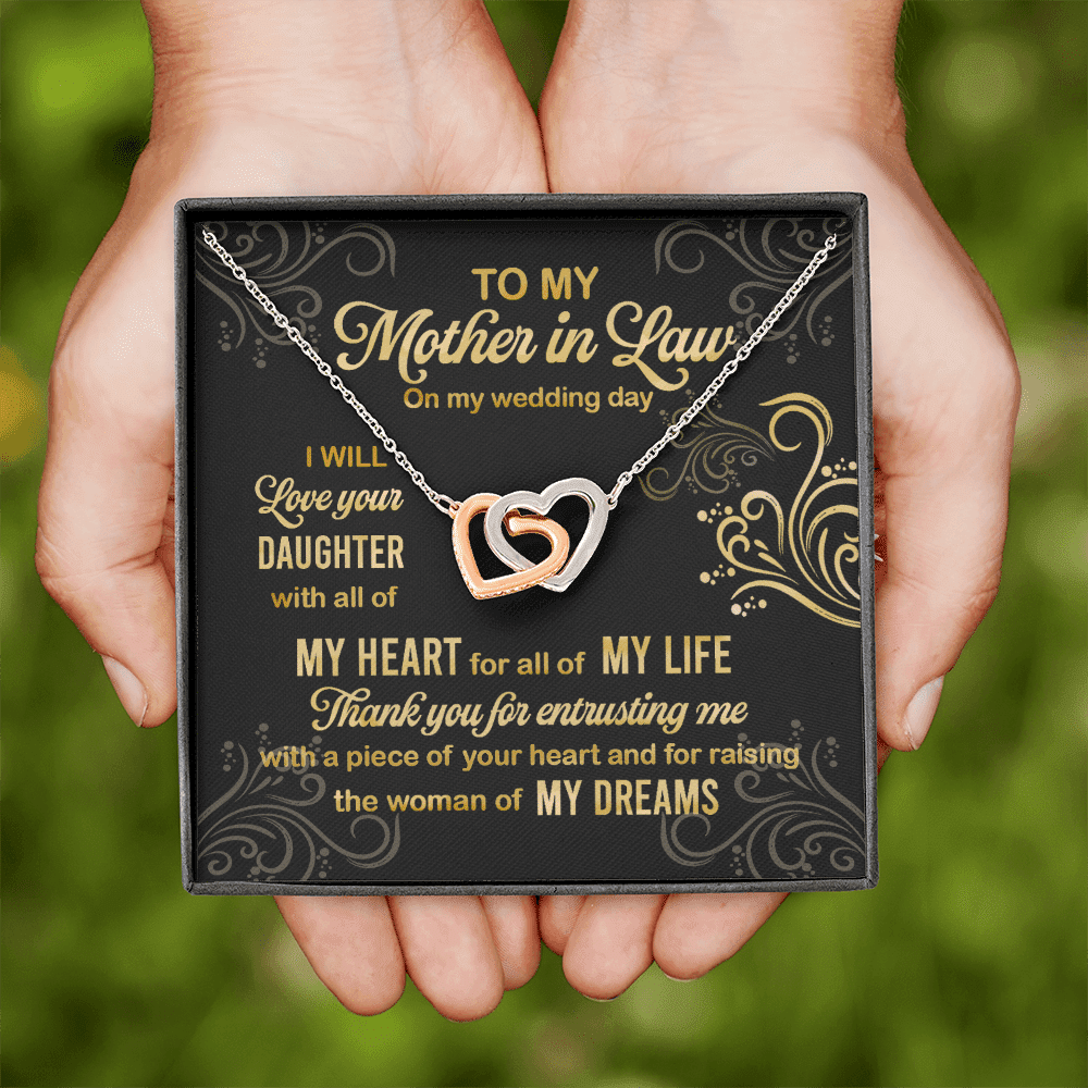 To My Mother In Law On My Wedding Day I Will Love Your Daughter Interlocking Heart Pendant Necklace To My Mother In Law On My Wedding Day I Will Love Your Daughter Interlocking Heart Pendant Necklace
