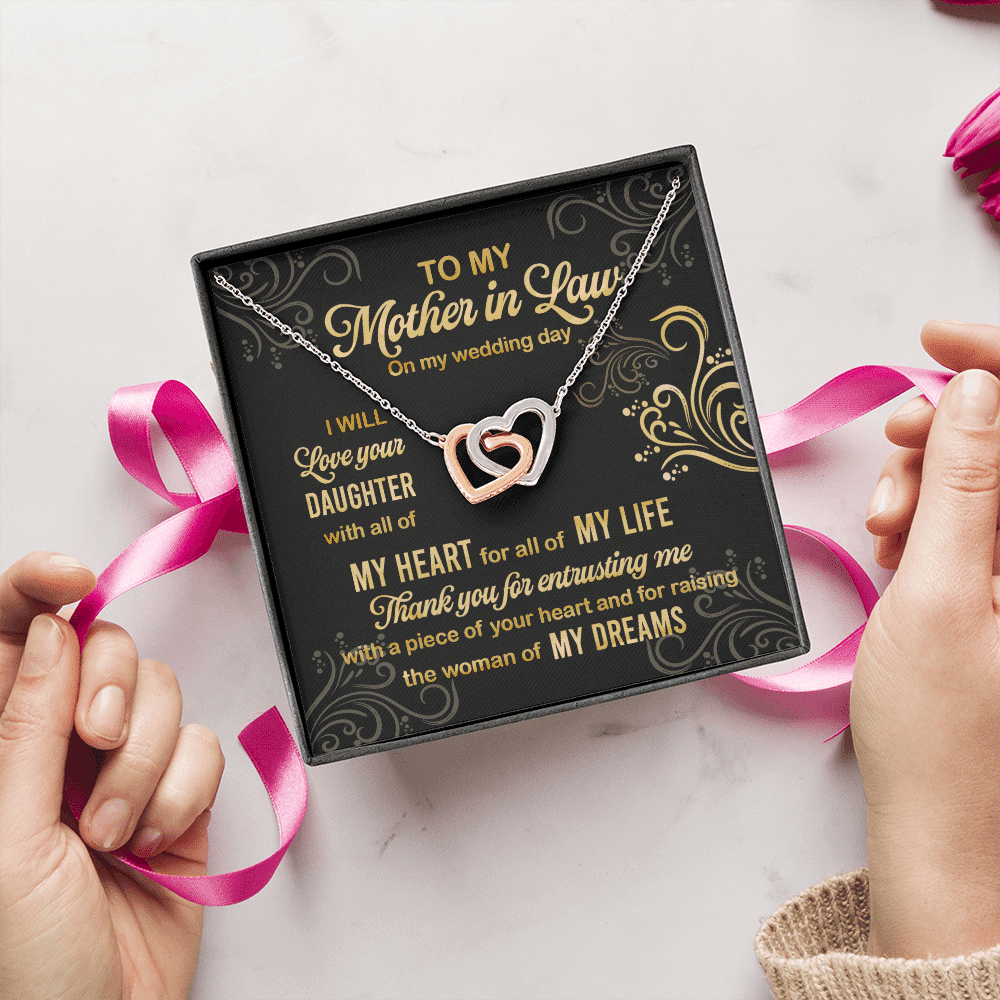 To My Mother In Law On My Wedding Day I Will Love Your Daughter Interlocking Heart Pendant Necklace To My Mother In Law On My Wedding Day I Will Love Your Daughter Interlocking Heart Pendant Necklace