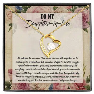 To My Daughter-In-Law We Both Love The Same Man Forever Love Necklace From Mom - Birthday Gift To Daughter
