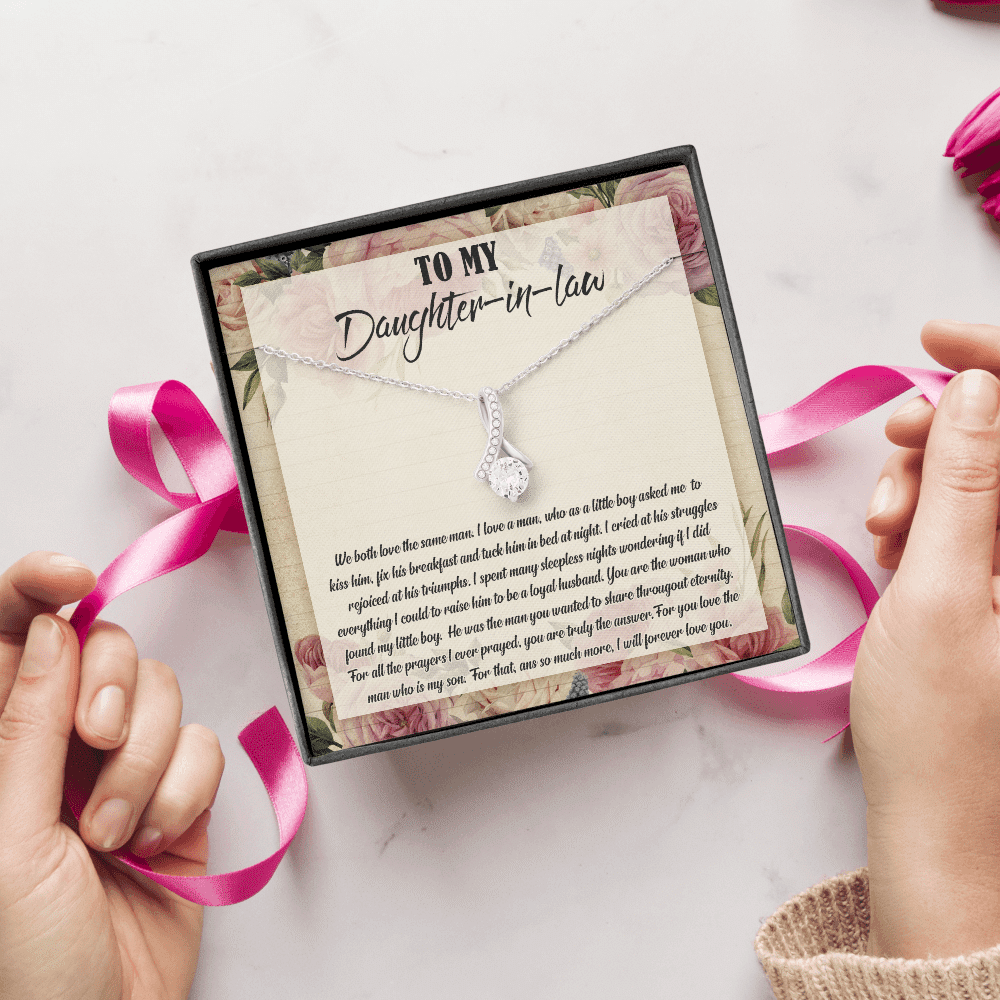 To My Daughter-In-Law We Both Love The Same Man Alluring Necklace From Mom - Birthday Gift To Daughter To My Daughter-In-Law We Both Love The Same Man Alluring Necklace From Mom - Birthday Gift To Daughter