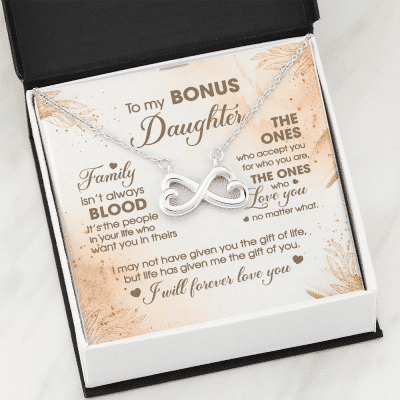 To My Bonus Daughter Family Isn't Always Good Infinity Heart Pendant Necklace - Stepdaughter Gifts