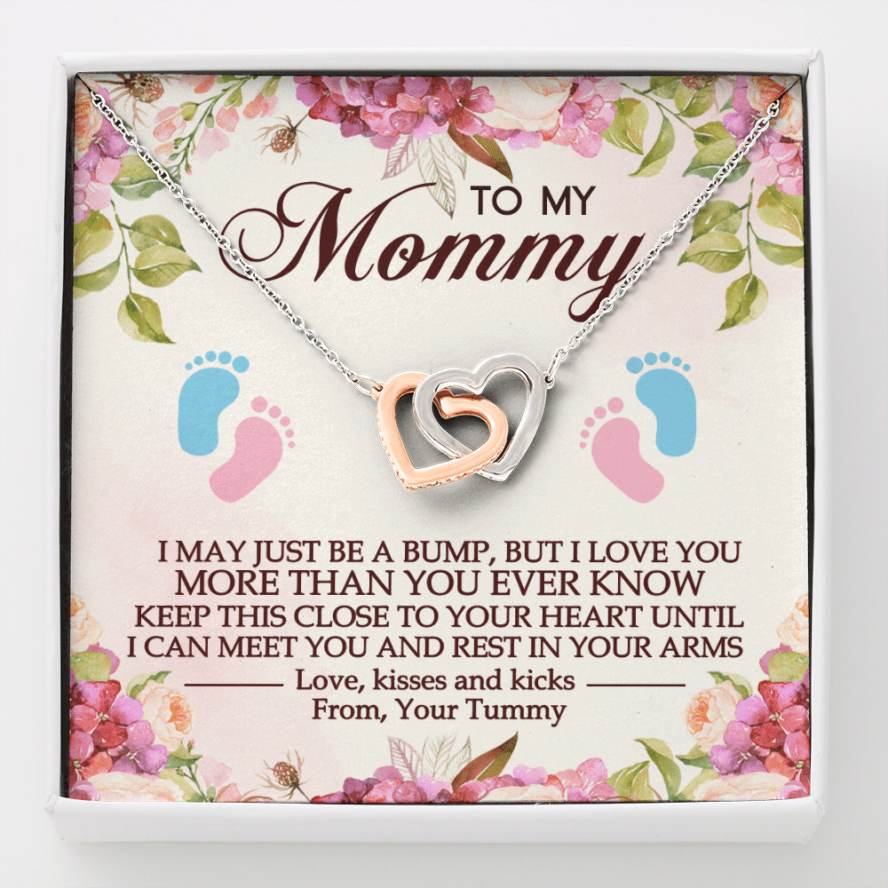 To My Mommy I May Just Be A Bump But I Love You More Than You Ever Know Interlocking Hearts Pendant Necklace - Interlocking Hearts Necklace