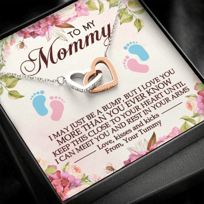 To My Mommy I May Just Be A Bump But I Love You More Than You Ever Know Interlocking Hearts Pendant Necklace