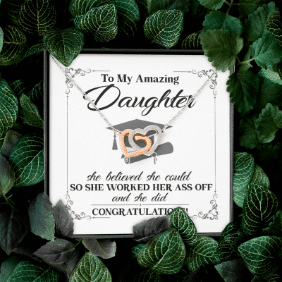 To My Daughter She Believed She Could So She Worked And She Did Interlocking Hearts Pendant Necklace