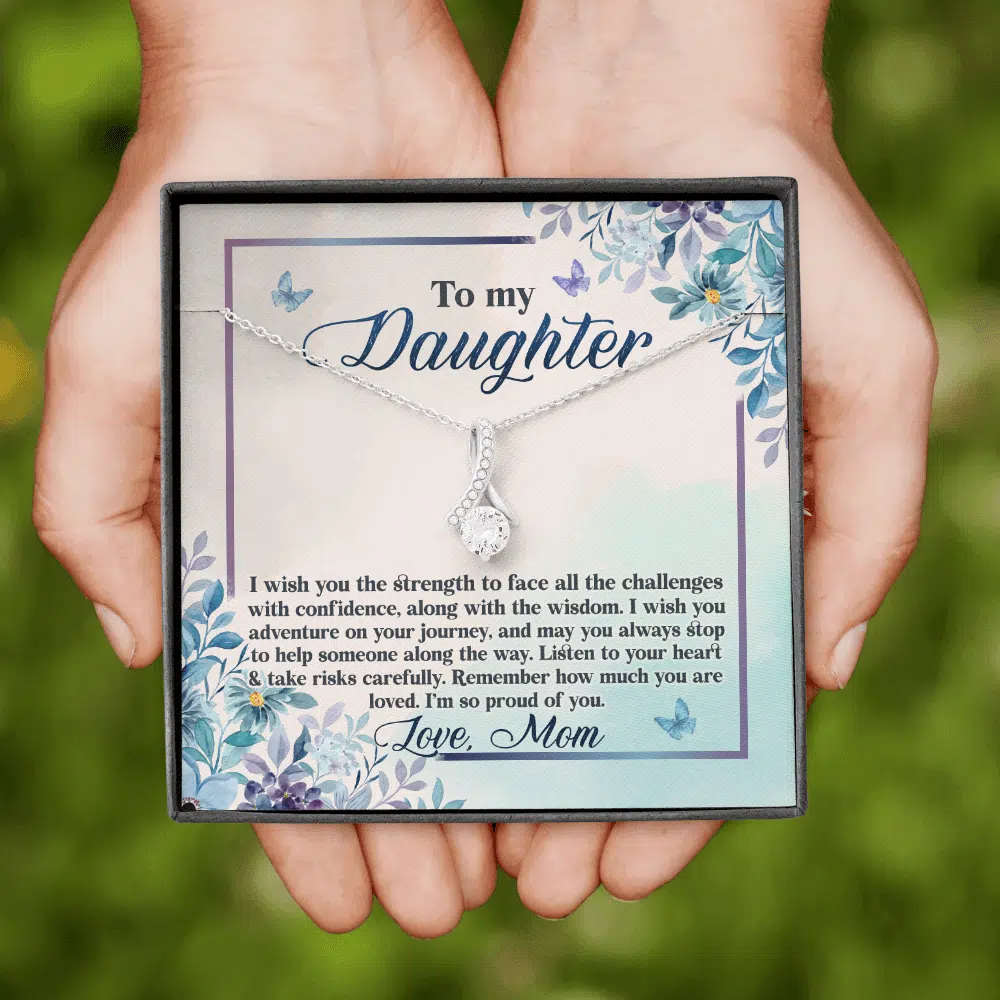 To My Daughter I Wish You The Strength To Face All Challenges Alluring Necklace - Daughter Gift Love Message Card