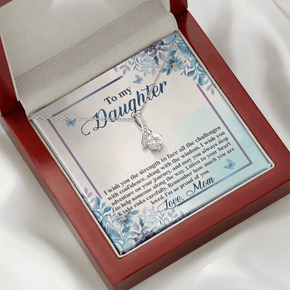 To My Daughter I Wish You The Strength To Face All Challenges Alluring Necklace - Daughter Gift Love Message Card