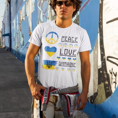 Alternative view of Peace Love Ukraine T-Shirt - Stand With Ukraine Shirt - Peace No War V-Neck Shirt