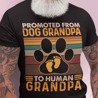 Alternative view of Promoted From Dog Grandpa To Human Grandpa T-Shirt - Baby Announcement Father's Day Gift