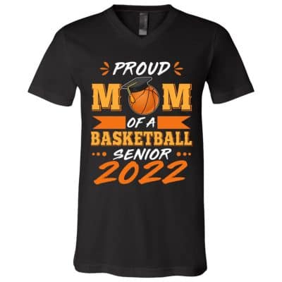 4Th. Basketball Senior 2022 MOM, Black, V-Neck T-Shirt