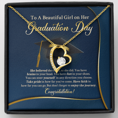 To A Beautiful Girl On Her Graduation Day She Believe Forever Heart Pendant Necklace - Forever Love Necklace (18K Yellow Gold)