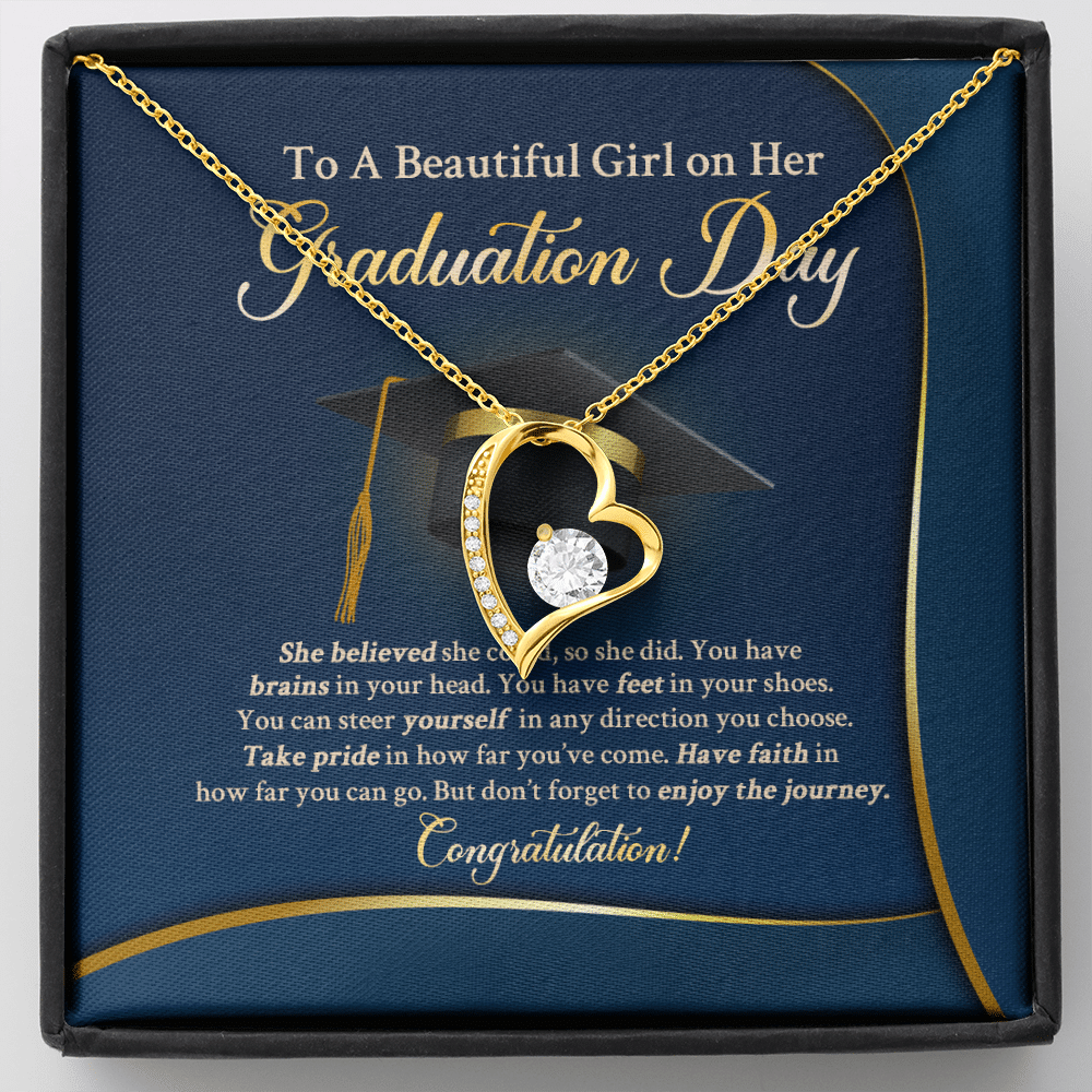 To A Beautiful Girl On Her Graduation Day She Believe Forever Heart Pendant Necklace - Forever Love Necklace (18K Yellow Gold) To A Beautiful Girl On Her Graduation Day She Believe Forever Heart Pendant Necklace - Forever Love Necklace (18K Yellow Gold)