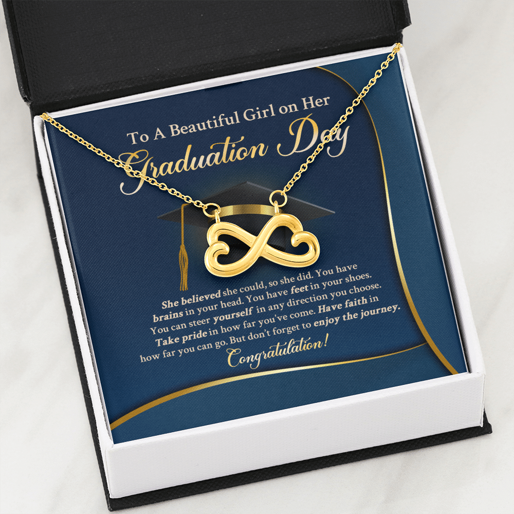 To A Beautiful Girl On Her Graduation Day She Believe Infinity Heart Pendant Necklace