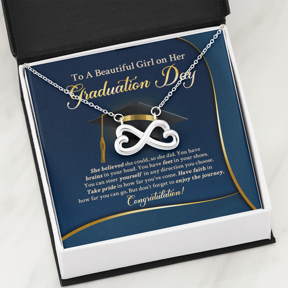 To A Beautiful Girl On Her Graduation Day She Believe Infinity Heart Pendant Necklace