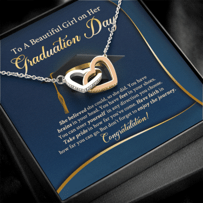To A Beautiful Girl On Her Graduation Day She Believe Interlocking Hearts Pendant Necklace